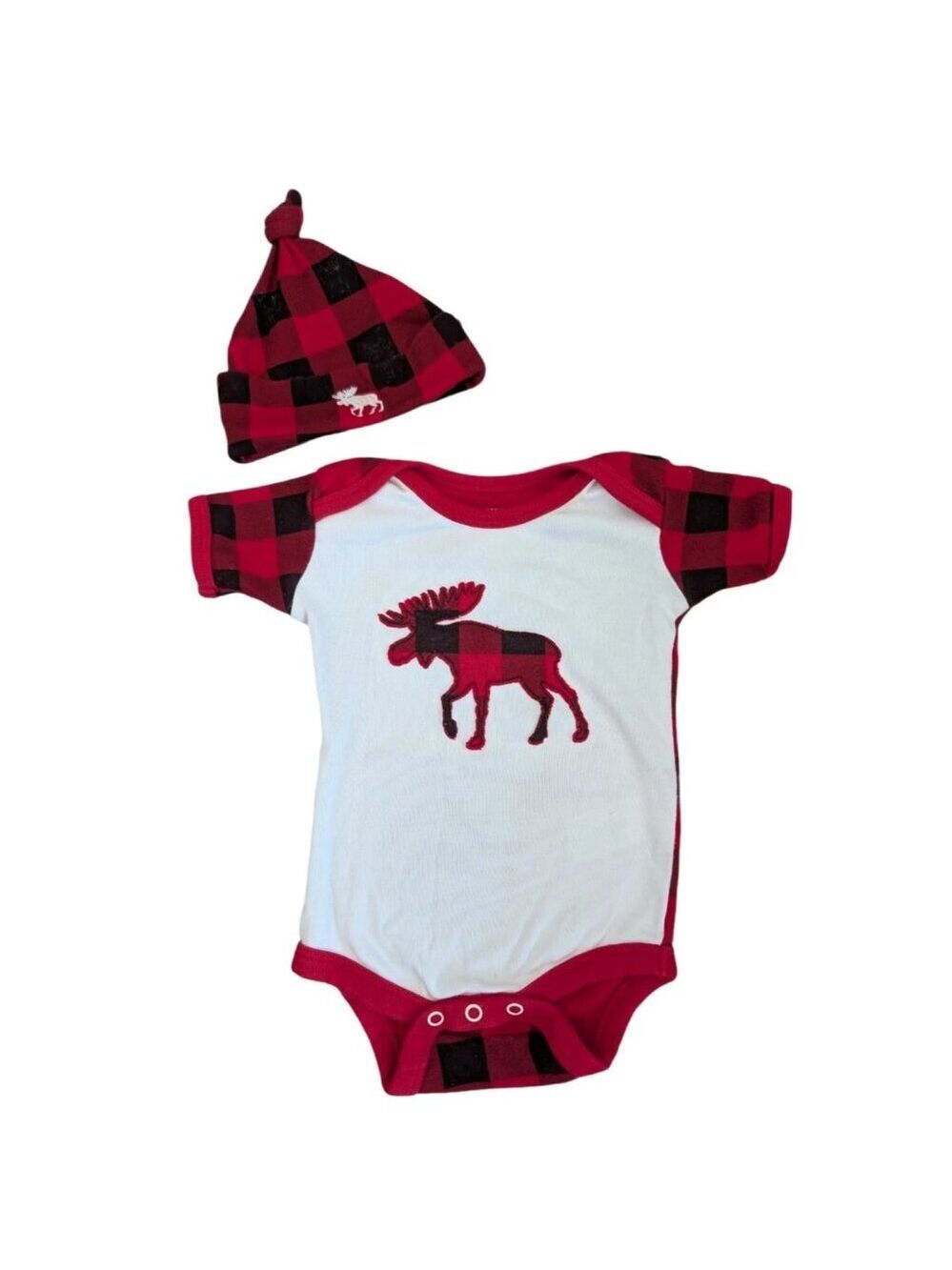 Little Blue House Moose Onesie and Knotted Hat 3-6m